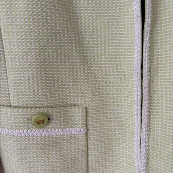 Worth New York Woven Green and White Clasp Blazer Jacket Size 8 - Picture 5 of 8